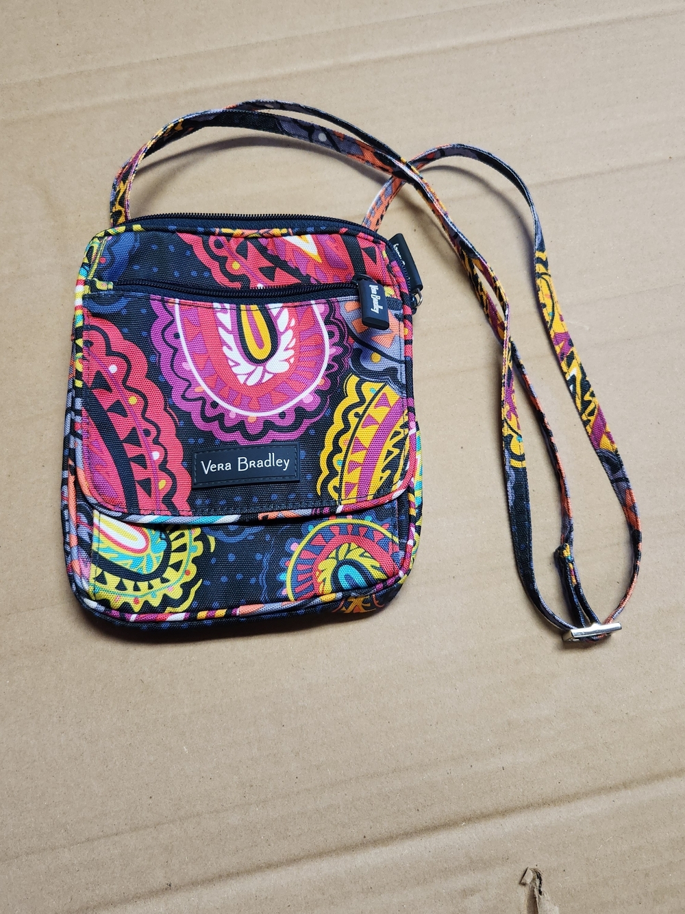 Vera Bradley Black Multicolor Paisley Compact Crossbody
